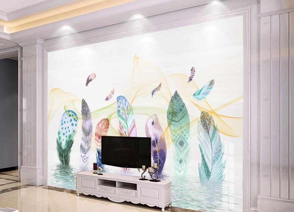 3D Seven Beautiful Feathers 2360 Wall Murals