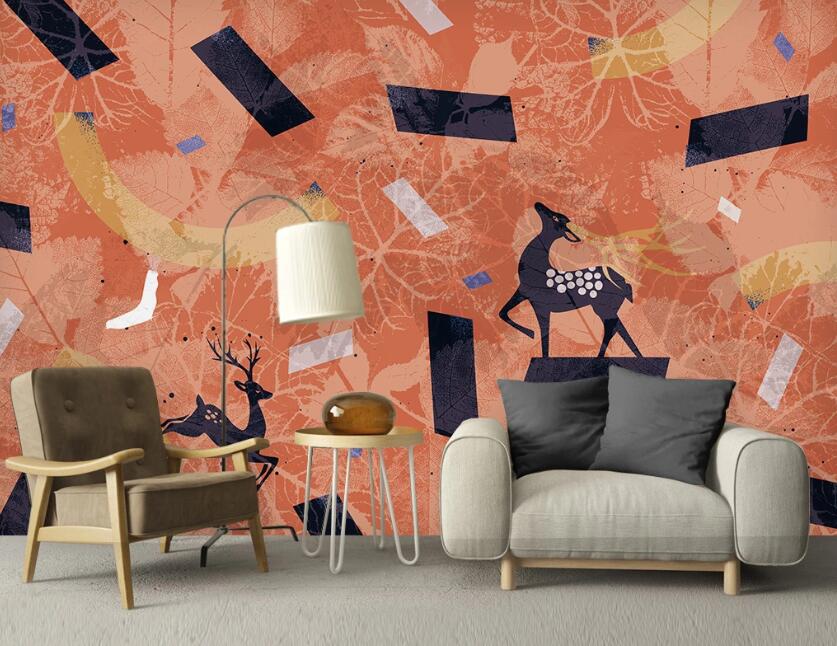 3D Patterns In Orange 2582 Wall Murals
