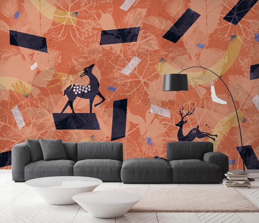 3D Patterns In Orange 2582 Wall Murals
