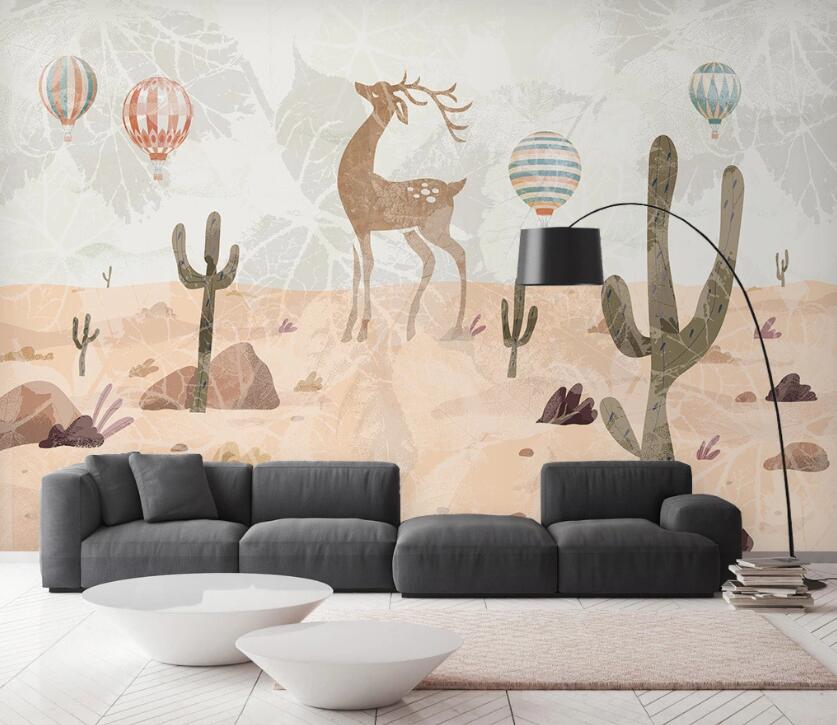 3D Deer In The Desert 2576 Wall Murals
