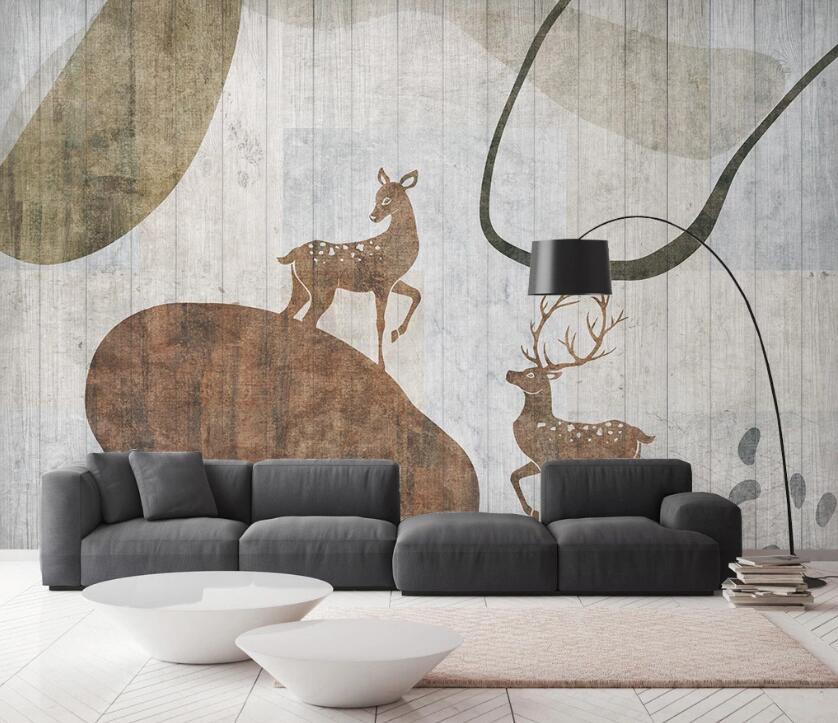 3D Deer On An Irregular Circle 2565 Wall Murals
