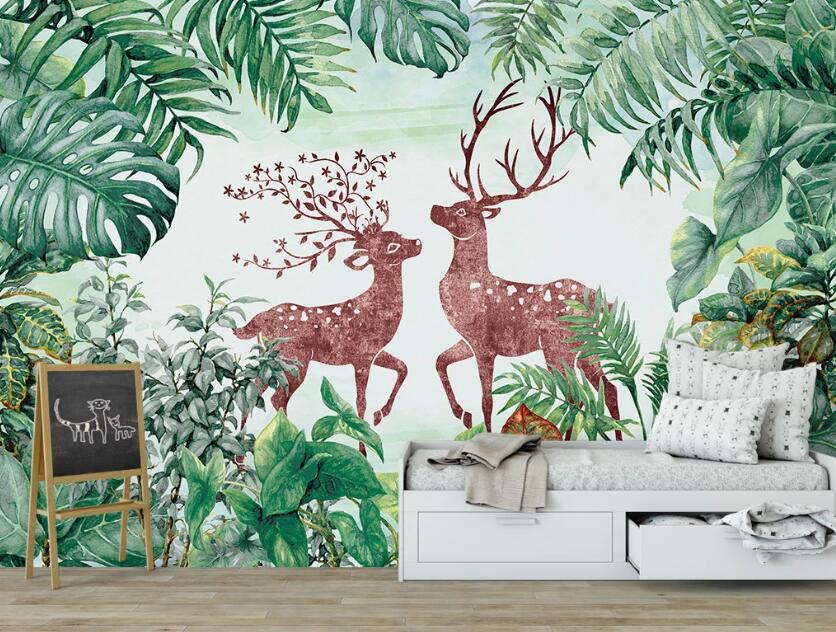 3D Brown-red Gentle Deer 2557 Wall Murals