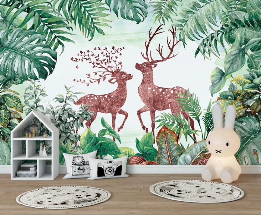 3D Brown-red Gentle Deer 2557 Wall Murals