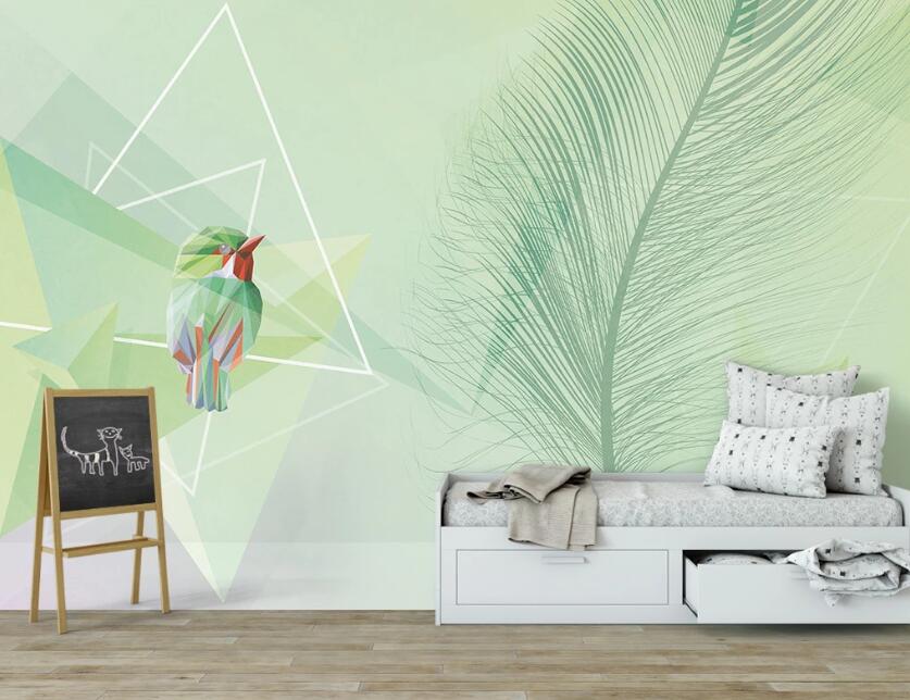 3D Delicate And Elegant Green Feathers 2553 Wall Murals