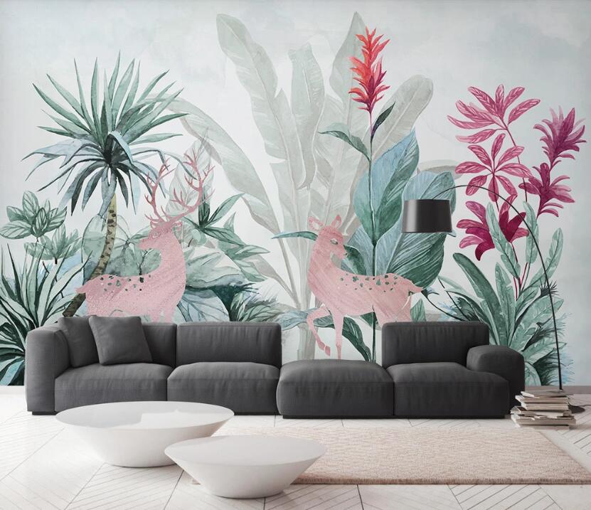 3D Elegant Pink Deer 2540 Wall Murals
