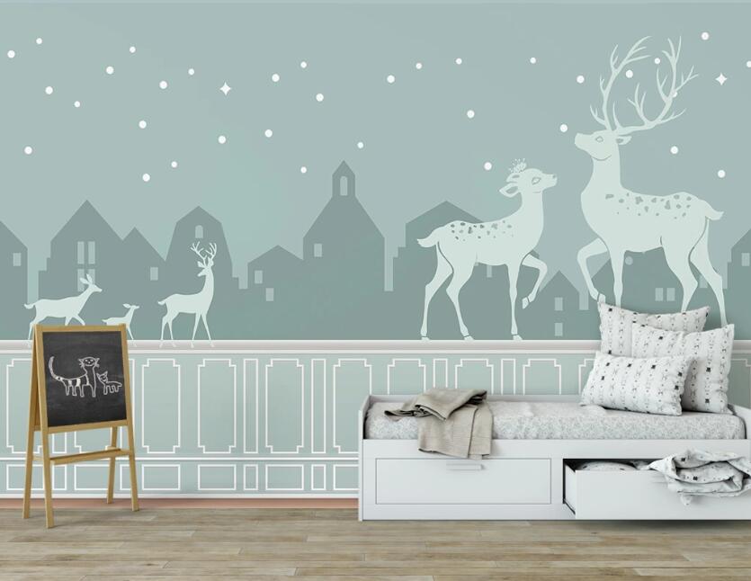 3D Light Green Deer Of Hope 2529 Wall Murals