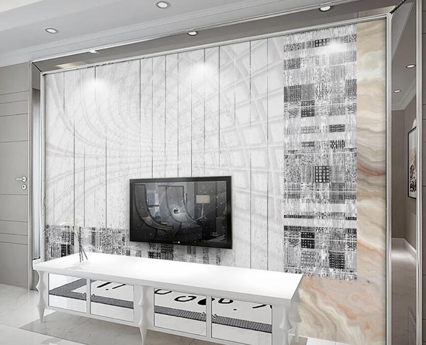 3D White Line Tunnel 2524 Wall Murals