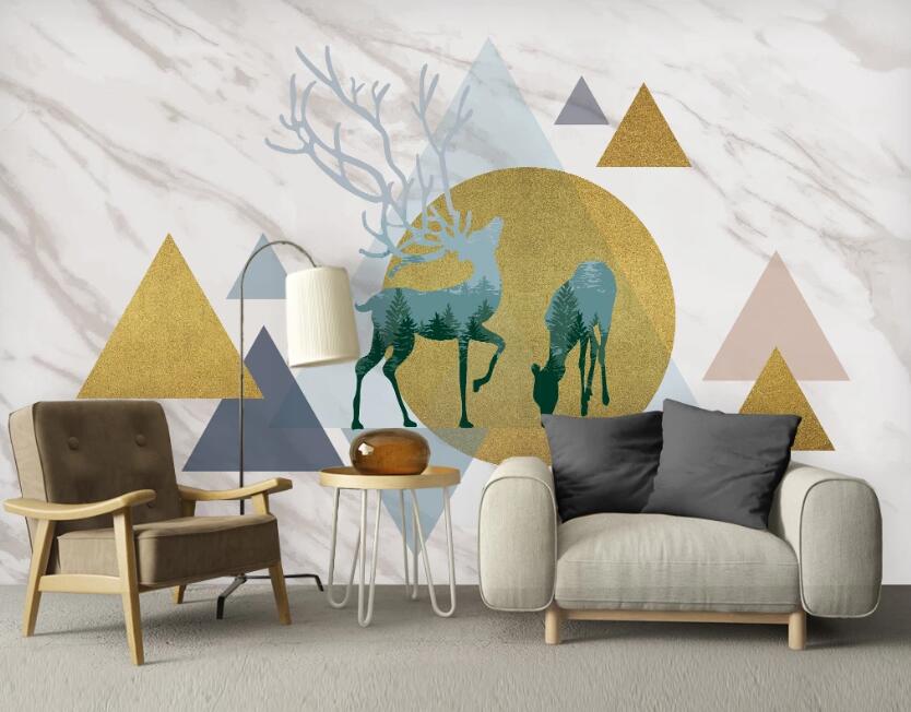 3D Dark Blue Gorgeous Deer 2520 Wall Murals