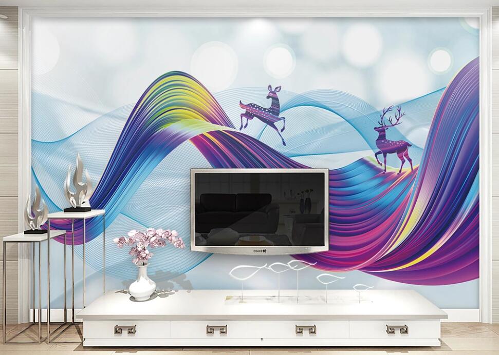 3D Colorful Purple Deer 2509 Wall Murals