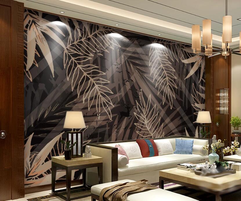 3D Light Golden Leaves 2506 Wall Murals