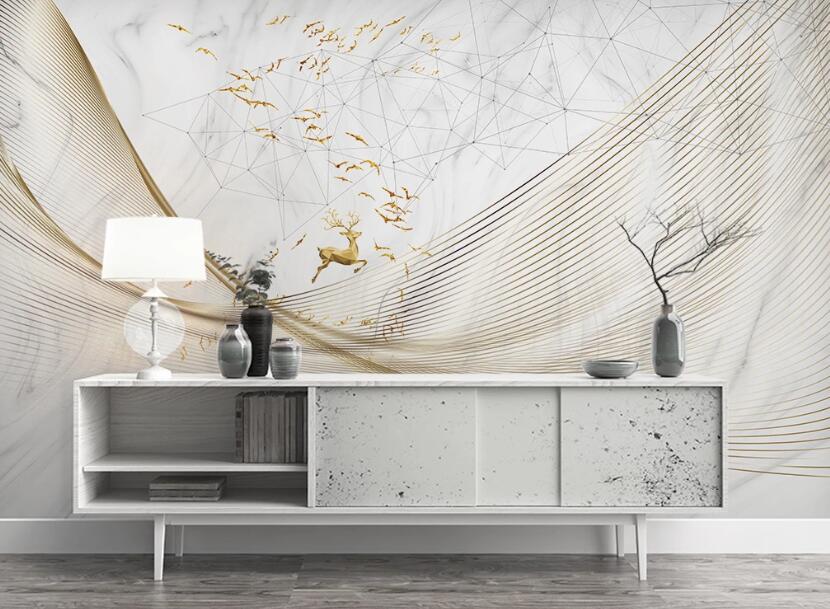 3D Delicate Gold Thread 2490 Wall Murals