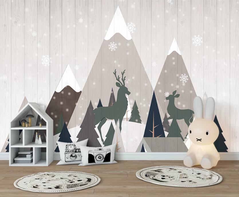 3D Dark Green Auiet Deer 2482 Wall Murals
