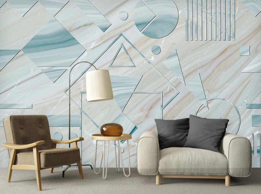 3D Light Blue Texture Geometry 2481 Wall Murals