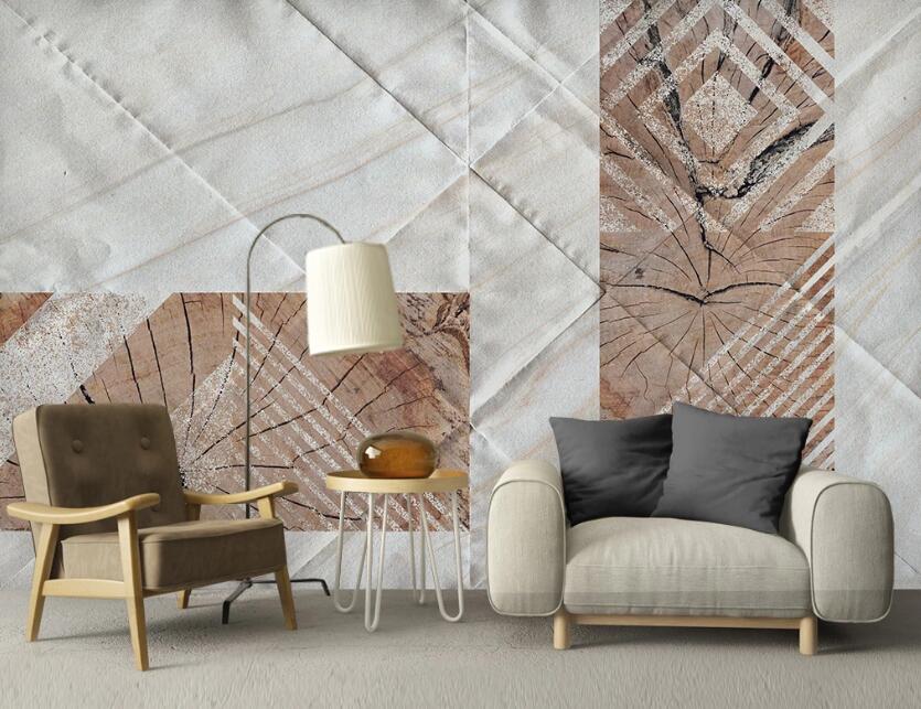 3D Brown And White Geometric Cutting 2464 Wall Murals
