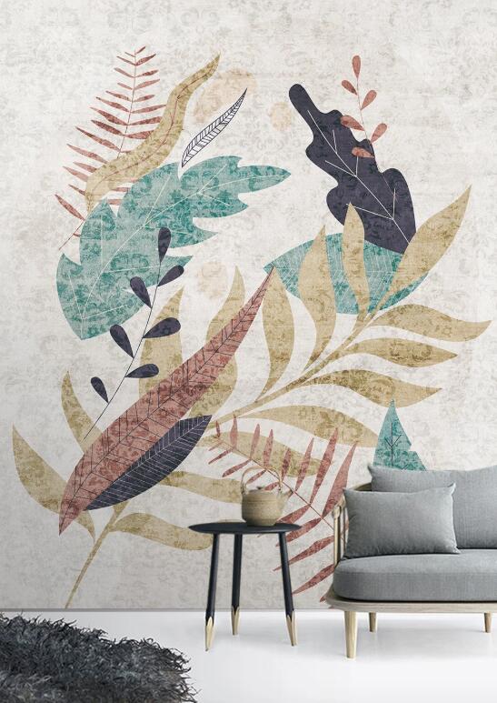 3D Color Art Characteristic Leaves 2608 Wall Murals
