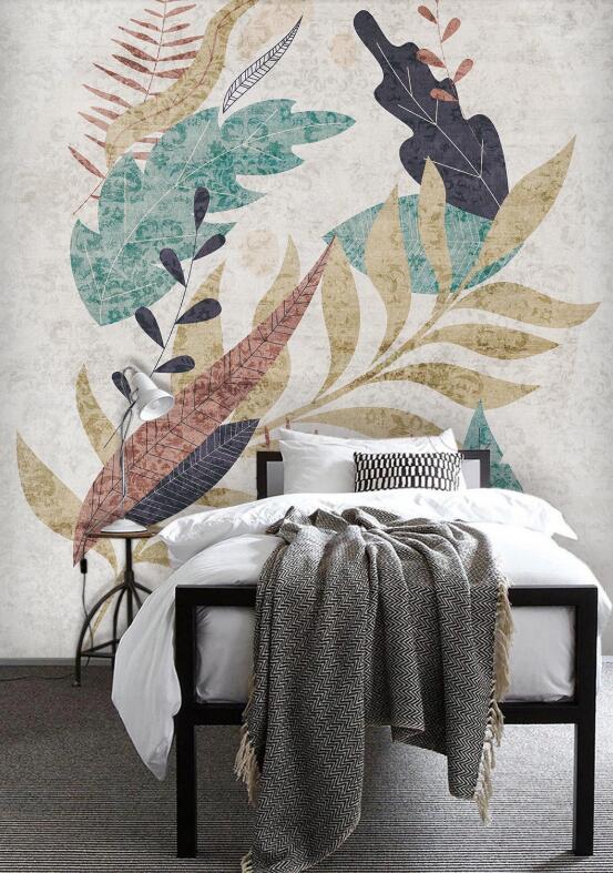 3D Color Art Characteristic Leaves 2608 Wall Murals