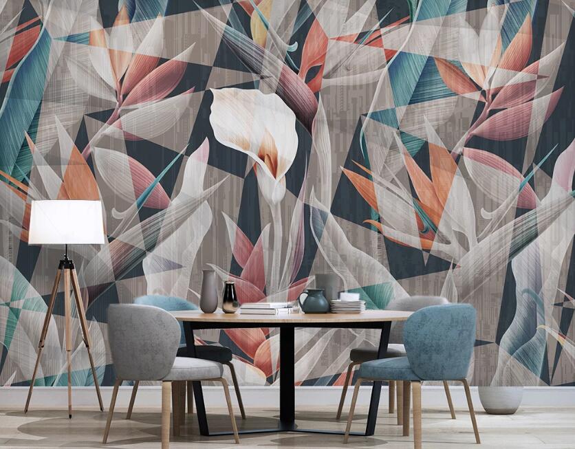 3D White Flower In Color Cascade 2458 Wall Murals