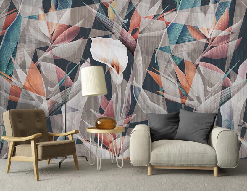 3D White Flower In Color Cascade 2458 Wall Murals