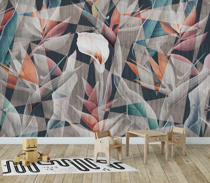 3D White Flower In Color Cascade 2458 Wall Murals