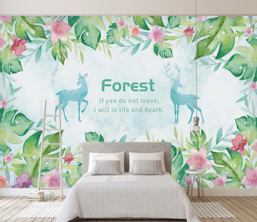 3D Light Blue Deer 2452 Wall Murals