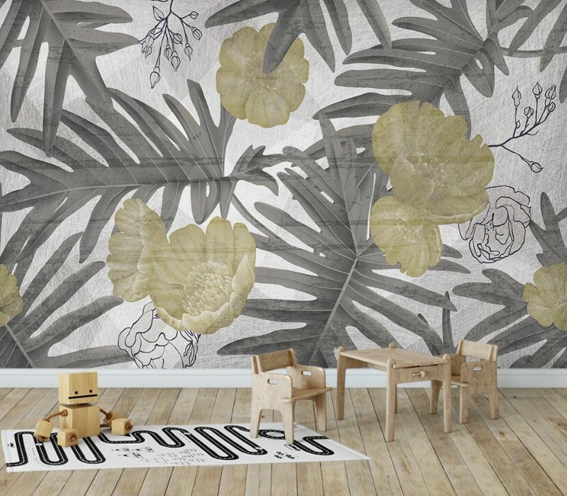3D Faded Leaves 2444 Wall Murals