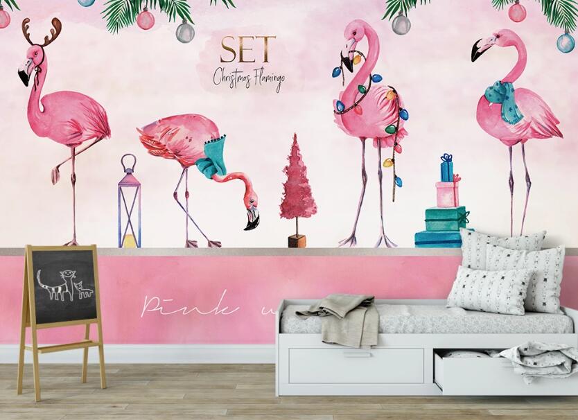 3D Flamingos In Pink Tones 2441 Wall Murals