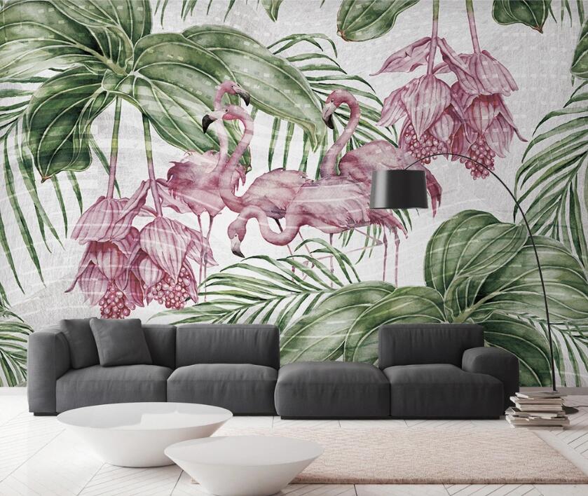 3D The Beautiful Purple Flamingos 2440 Wall Murals