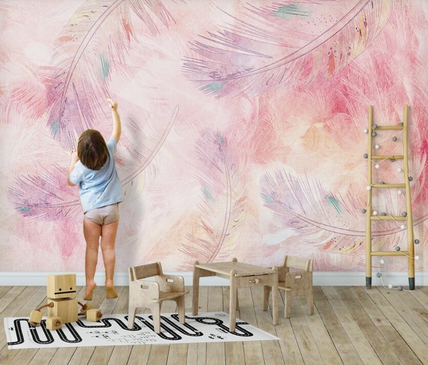 3D Pink Dreamy Feathers 2438 Wall Murals