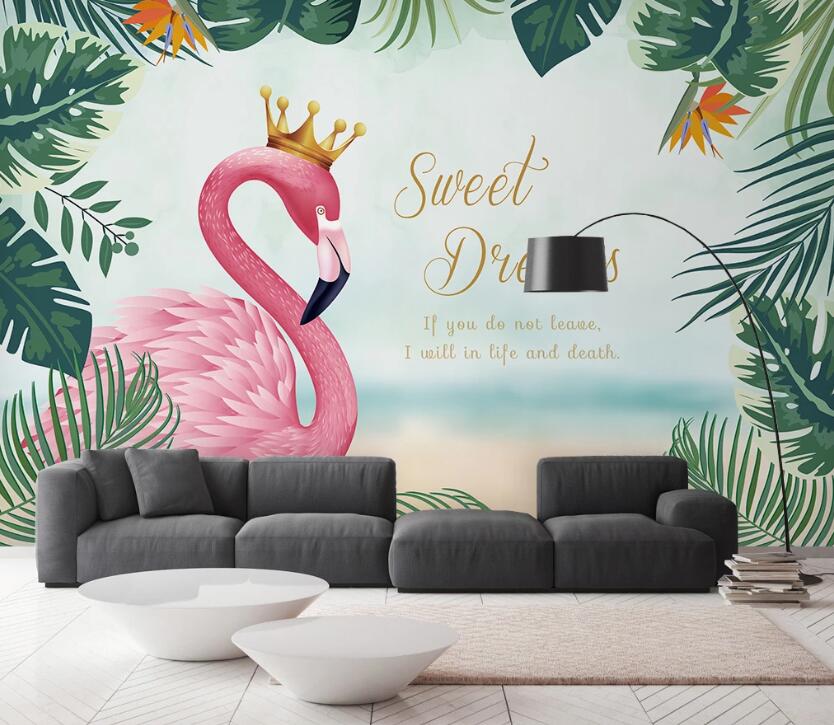 3D Crown Sweet Flamingo 2426 Wall Murals