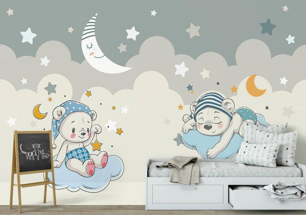 3D Dreaming Bears 2418 Wall Murals