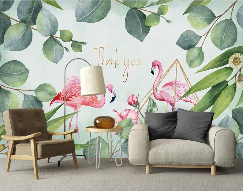3D Thanks From Pink Flamingo 2416 Wall Murals