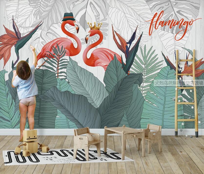 3D Orange Noble Flamingos 2415 Wall Murals