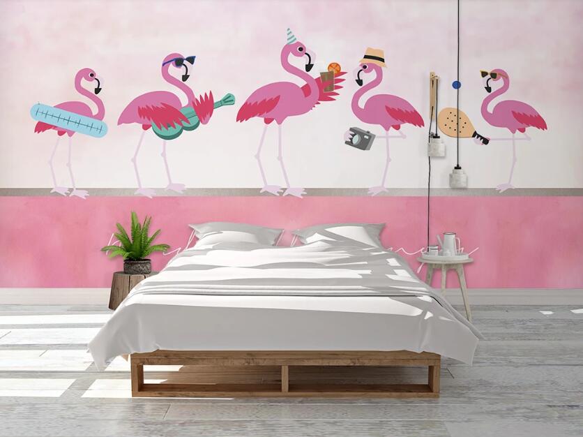 3D Musical Flamingos 1117 Wall Murals