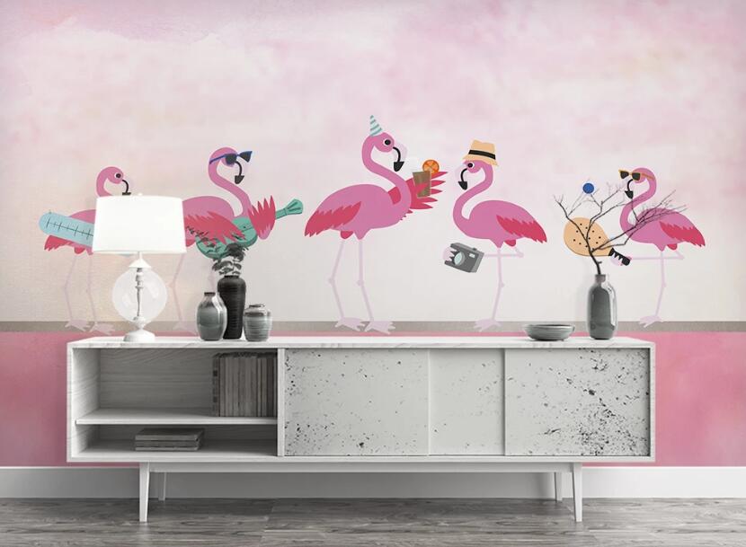 3D Musical Flamingos 1117 Wall Murals