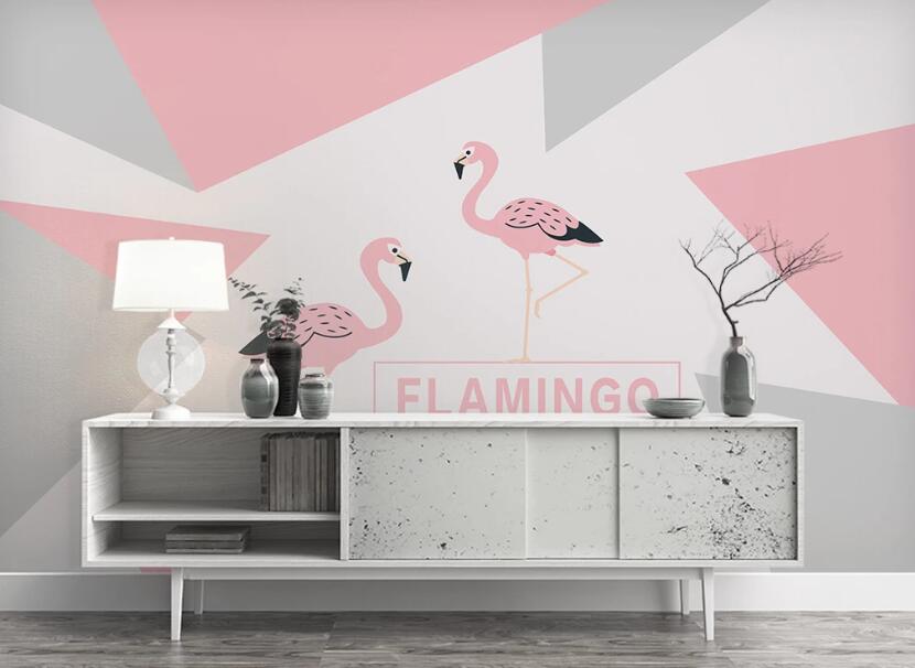 3D Pink And Black Flamingos 1103 Wall Murals