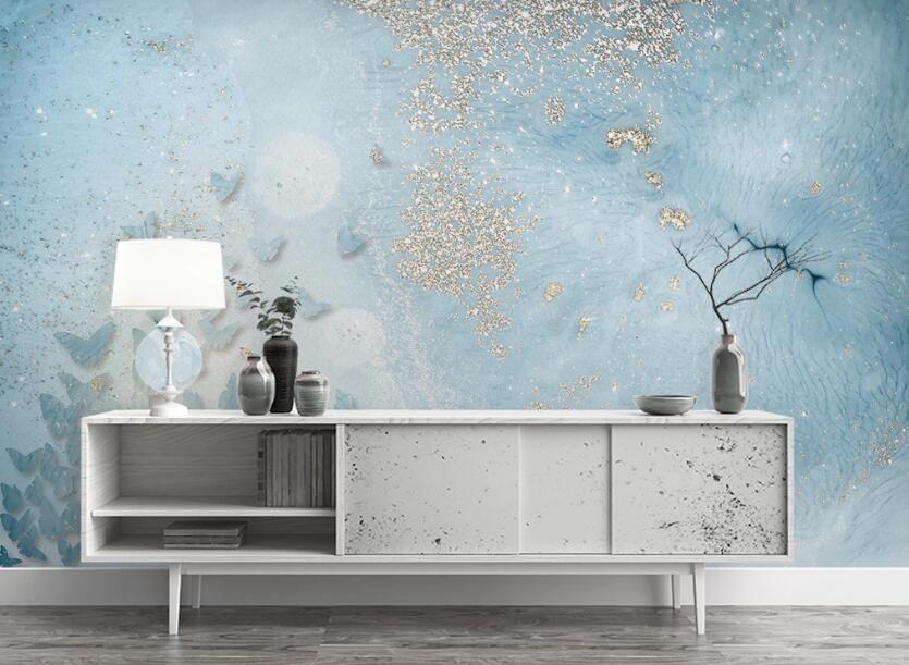 3D Blue Butterfly Swarm 1099 Wall Murals