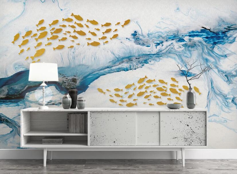 3D Two Groups Of Goldfish 1098 Wall Murals