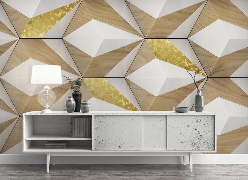 3D Three-color Geometry 1093 Wall Murals