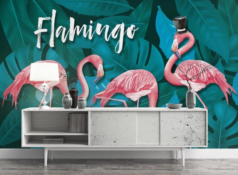 3D Three Gentlemen Flamingos 1092 Wall Murals