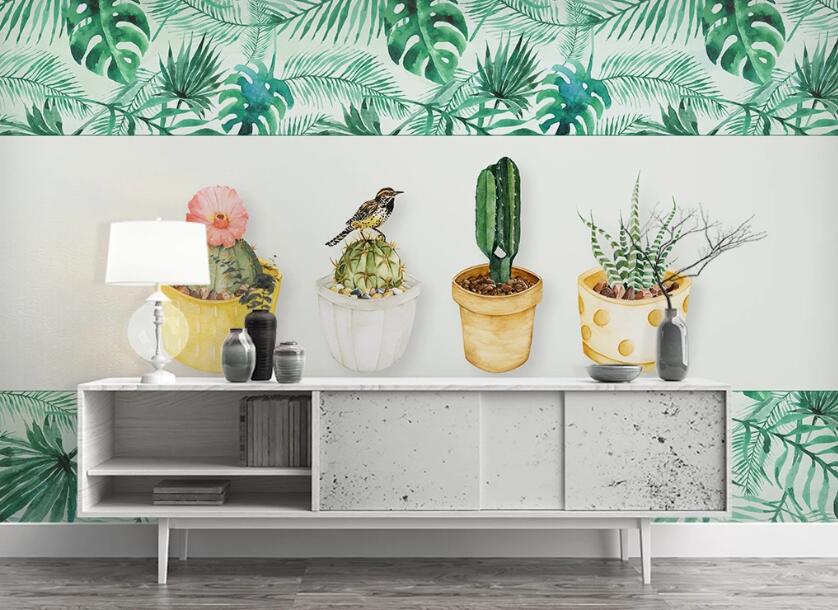 3D Four Pots Of Cacti 1078 Wall Murals