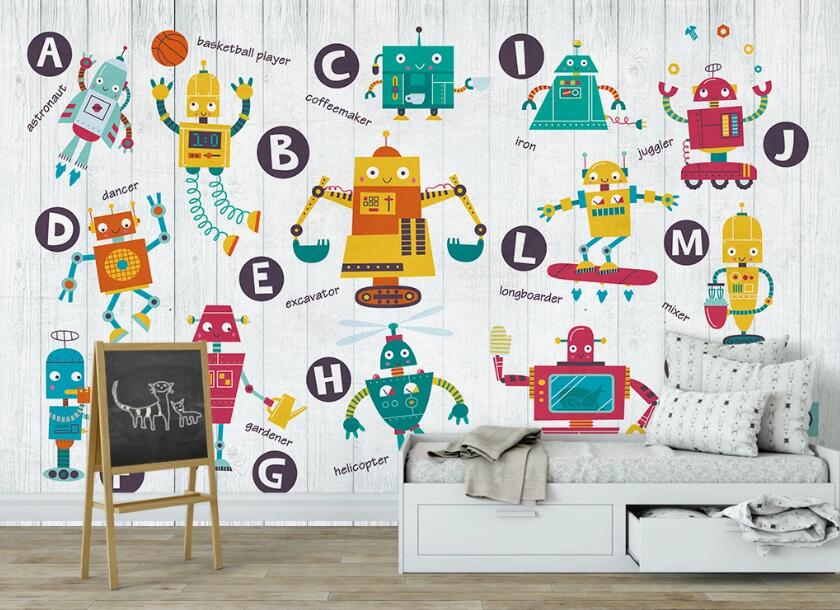 3D Childlike Robot 1045 Wall Murals
