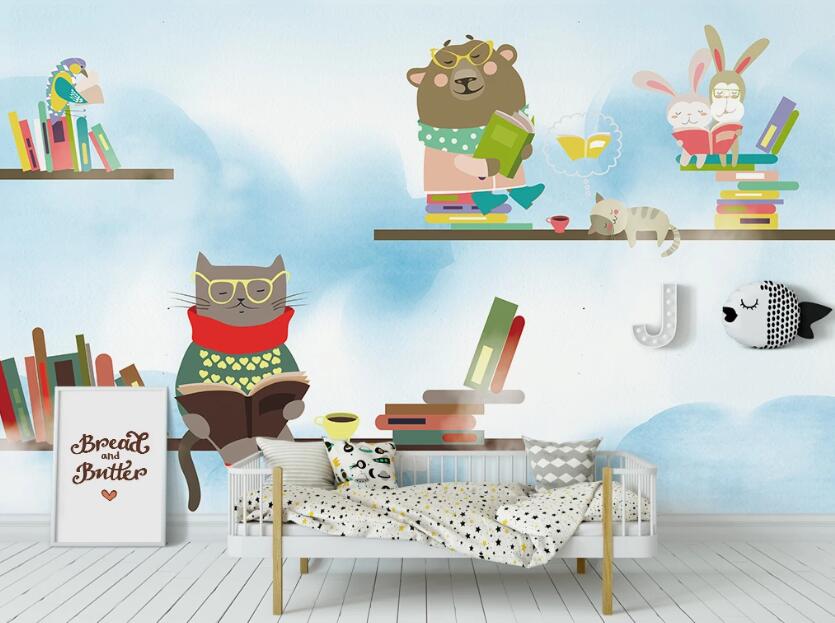 3D Animals Who Love To Read 1032 Wall Murals