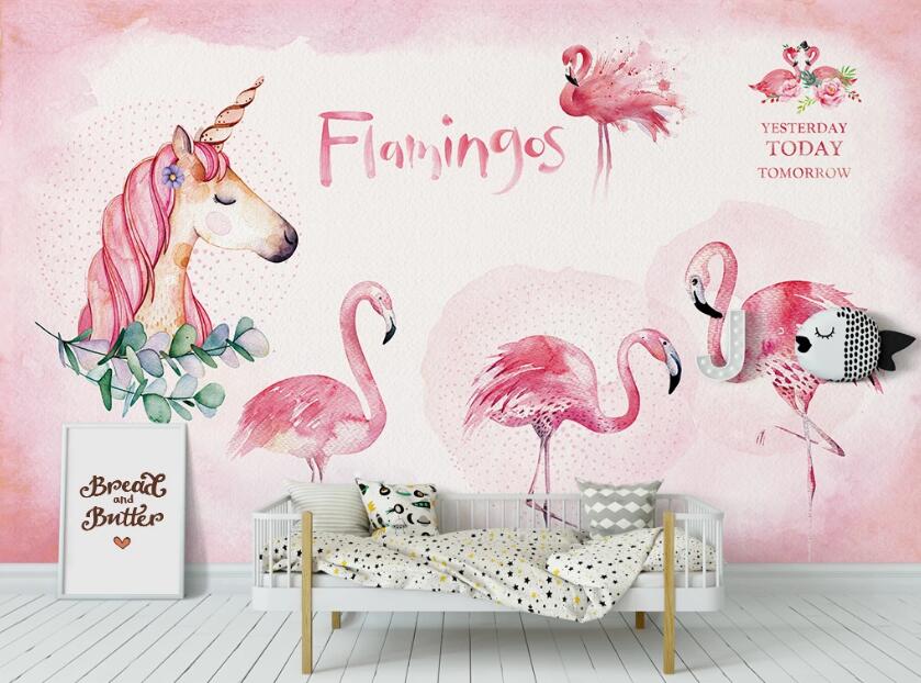 3D Four Flamingos 1018 Wall Murals