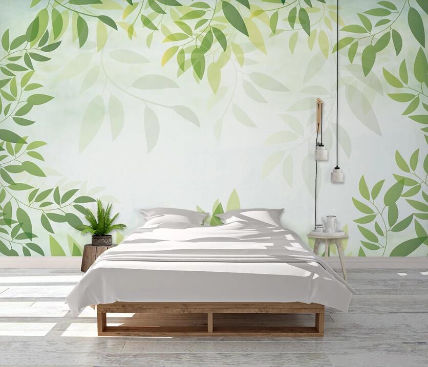 3D Circle Pastel Leaves 1013 Wall Murals
