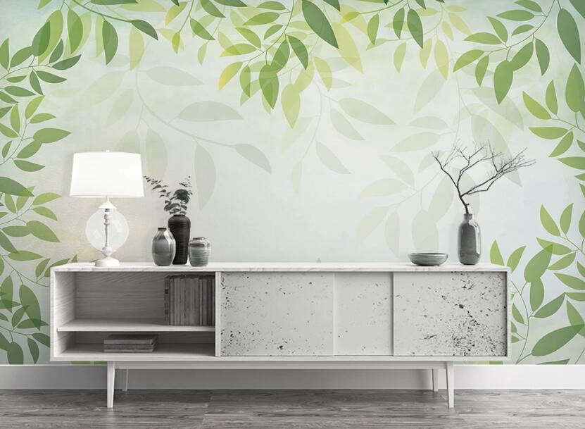 3D Circle Pastel Leaves 1013 Wall Murals