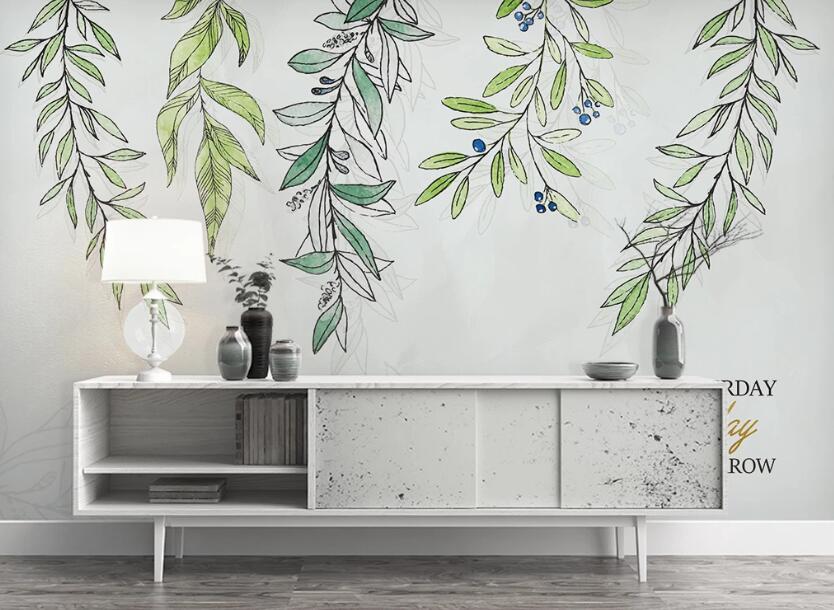 3D Willow Leaves 1003 Wall Murals
