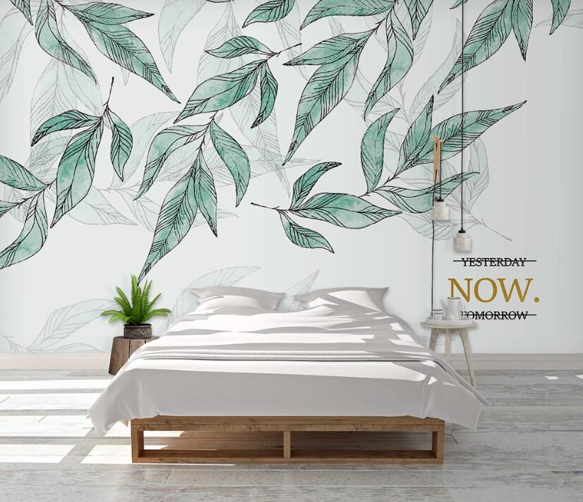3D Pale Floating Leaves 1002 Wall Murals