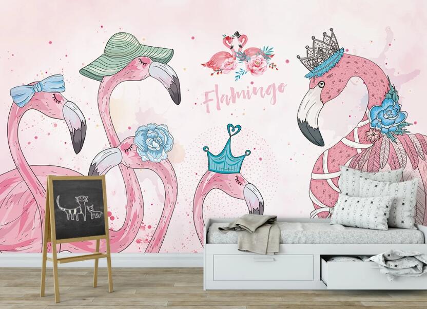 3D Elegant Flamingos 704 Wall Murals