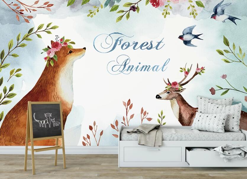 3D Forest Animals 968 Wall Murals