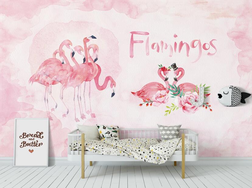 3D Marriage Flamingos 960 Wall Murals